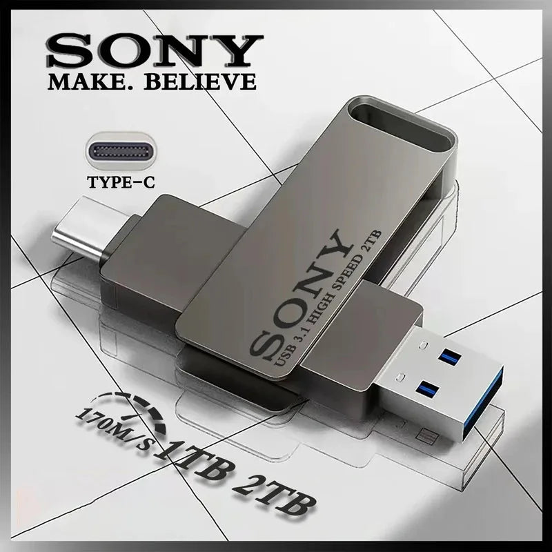 2TB SONY USB PenDrive High Speed Type C Flash Drive 1TB Metal Pendrive 512GB 256GB Portable Memoria USB Stick For Xiaomi Phone