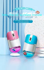 Frutiger Aero Aqua Liquid Mouse Cute Floating Aquarium Animal 2.4G+Bluetooth Wireless Optical Ocean Doll Mice For Laptop Desktop