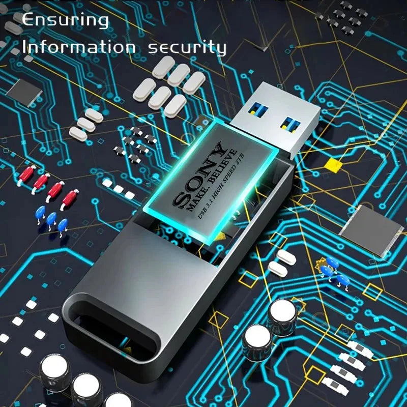 2TB SONY USB PenDrive High Speed Type C Flash Drive 1TB Metal Pendrive 512GB 256GB Portable Memoria USB Stick For Xiaomi Phone