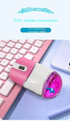 Frutiger Aero Aqua Liquid Mouse Cute Floating Aquarium Animal 2.4G+Bluetooth Wireless Optical Ocean Doll Mice For Laptop Desktop