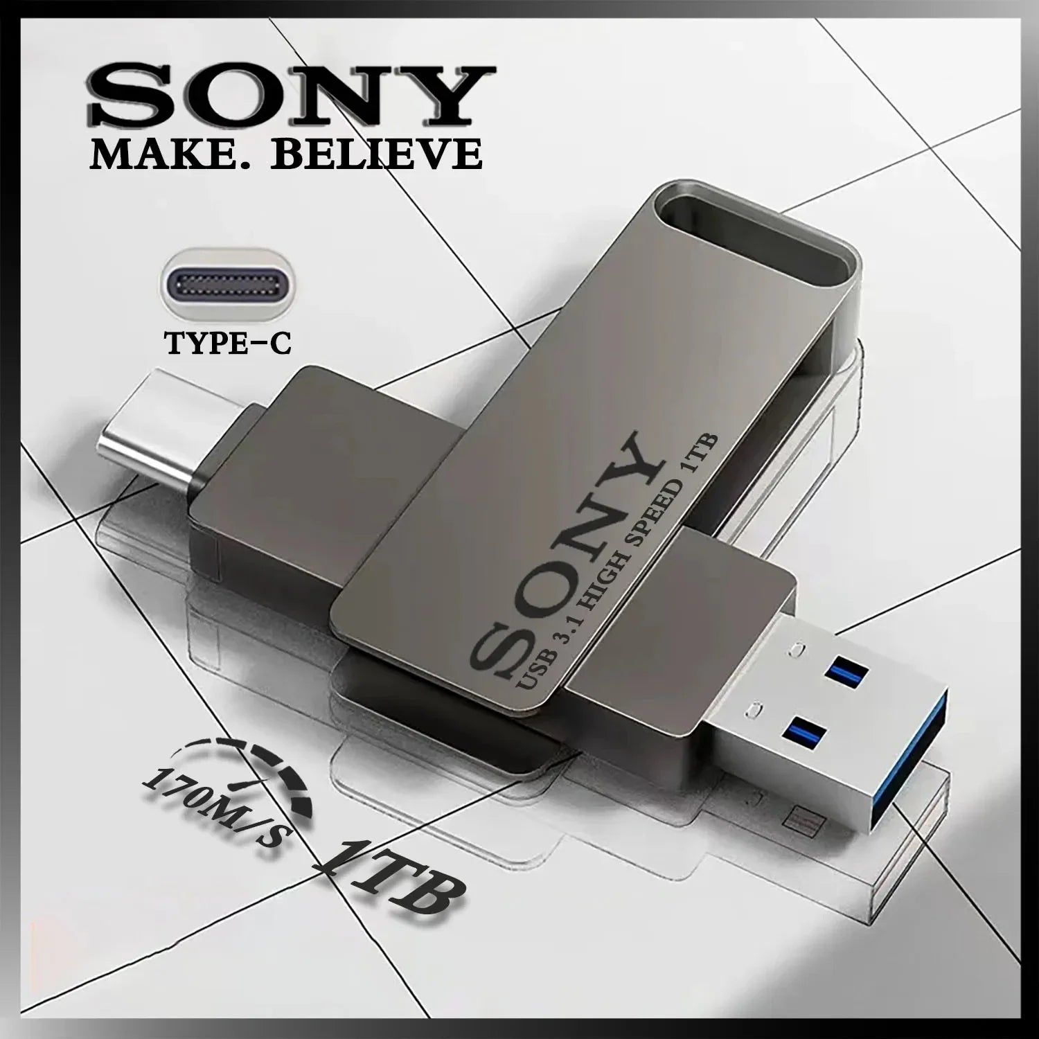 2TB SONY USB PenDrive High Speed Type C Flash Drive 1TB Metal Pendrive 512GB 256GB Portable Memoria USB Stick For Xiaomi Phone