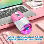 Frutiger Aero Aqua Liquid Mouse Cute Floating Aquarium Animal 2.4G+Bluetooth Wireless Optical Ocean Doll Mice For Laptop Desktop