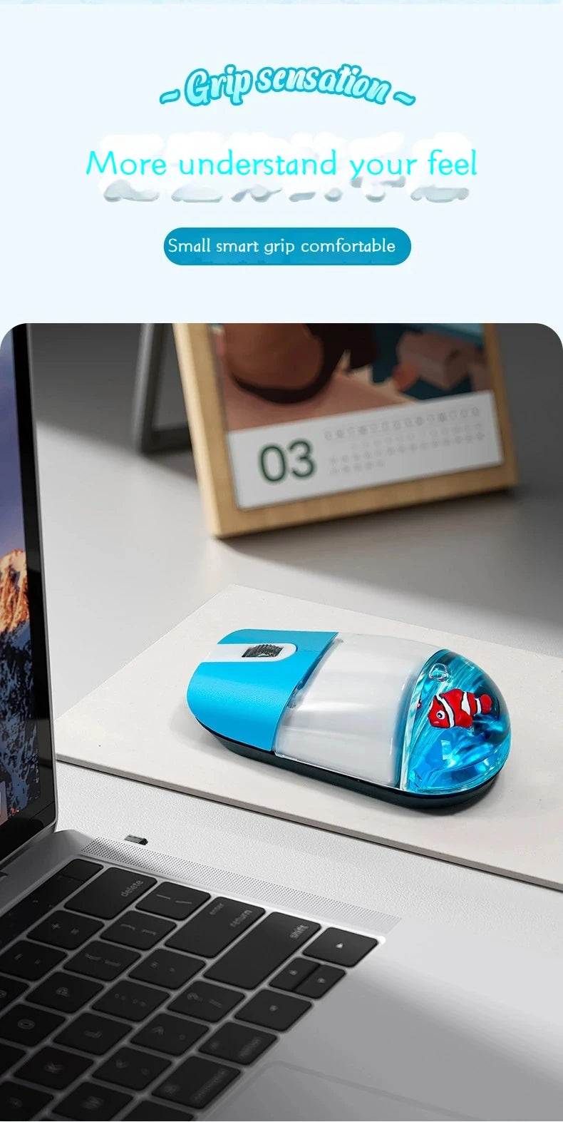 Frutiger Aero Aqua Liquid Mouse Cute Floating Aquarium Animal 2.4G+Bluetooth Wireless Optical Ocean Doll Mice For Laptop Desktop