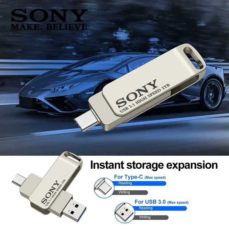 2TB SONY USB PenDrive High Speed Type C Flash Drive 1TB Metal Pendrive 512GB 256GB Portable Memoria USB Stick For Xiaomi Phone