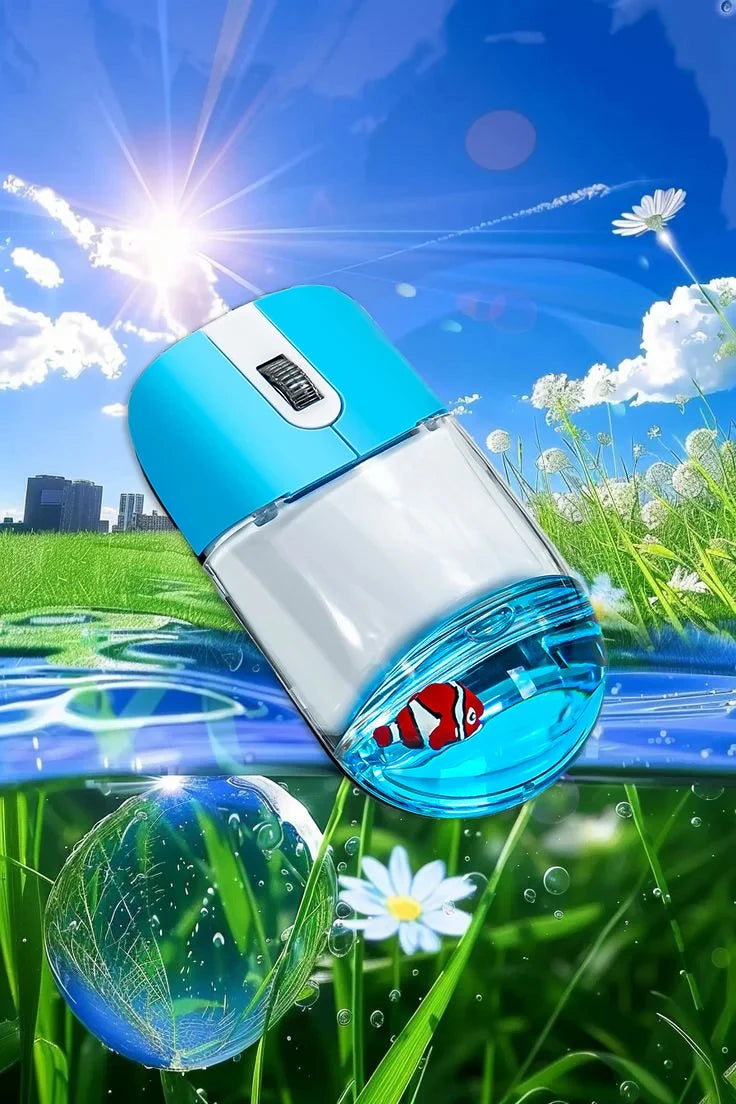 Frutiger Aero Aqua Liquid Mouse Cute Floating Aquarium Animal 2.4G+Bluetooth Wireless Optical Ocean Doll Mice For Laptop Desktop